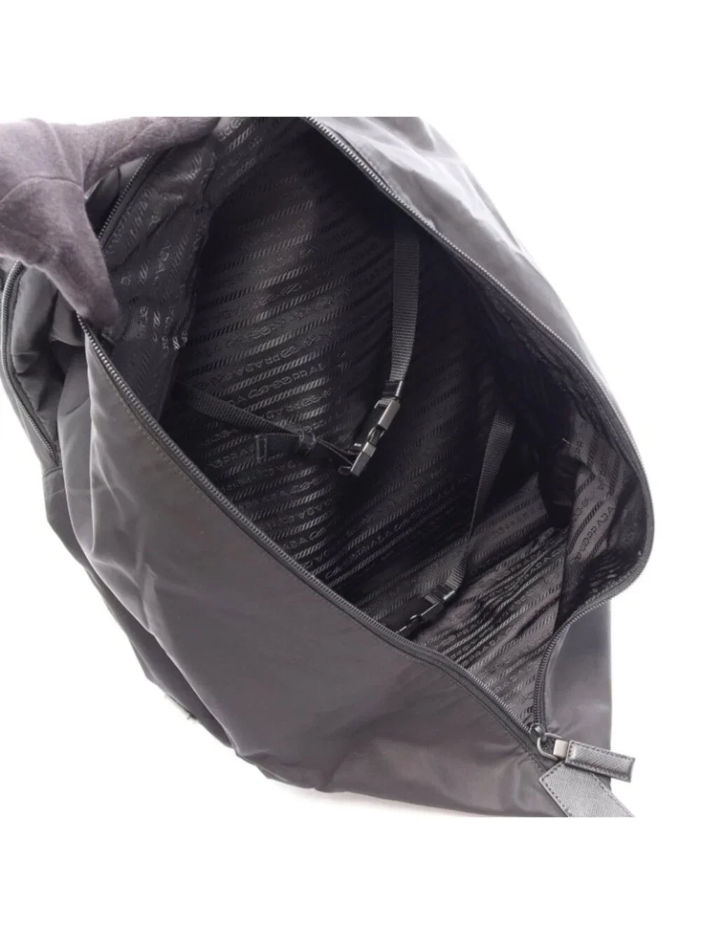 Prada Backpack Re-Nylon Black Nylon Saffiano Leather